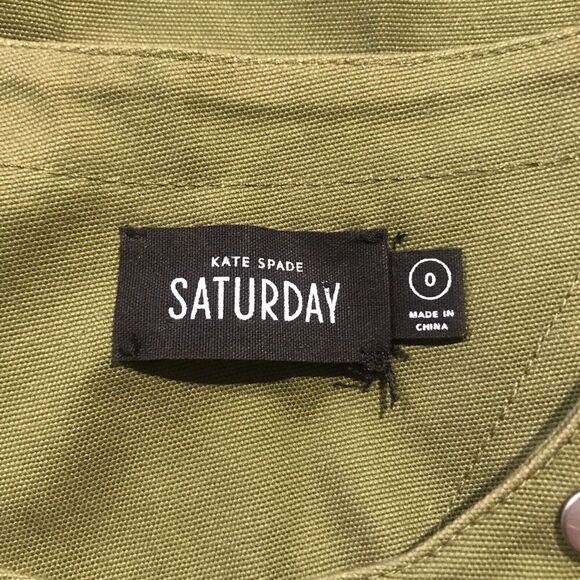 Kate Spade Saturday Sleeveless Mini Shift Dress Silver Grommet Sz 0 Army Green - Picture 5 of 6